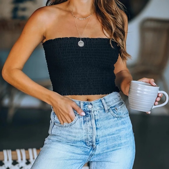 New! Black Elastic Tube Top - Picture 4 of 4